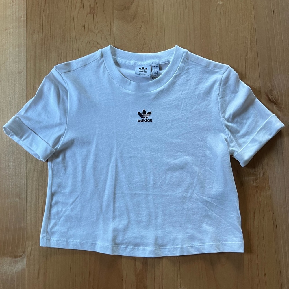 adidas Originals Adicolor Classics Roll-Up Sleeve Crop Top Women's NWOT